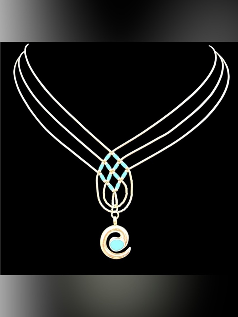 Genuine Turquoise & 925 Sterling Silver + Faux Beads 3-Strand Necklace ✨EUC✨